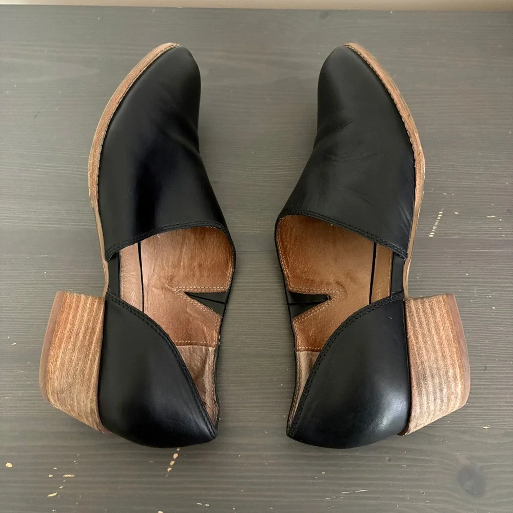 Madewell Shoe Lucie 9 True Black Leather D'Orsay Stacked Heel Bootie